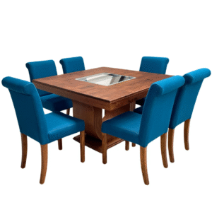 COMEDOR OREGON DE 6 SILLAS C/VIDRIO - Imagen 1